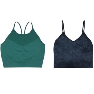 Green and Black Sports Crop Tops